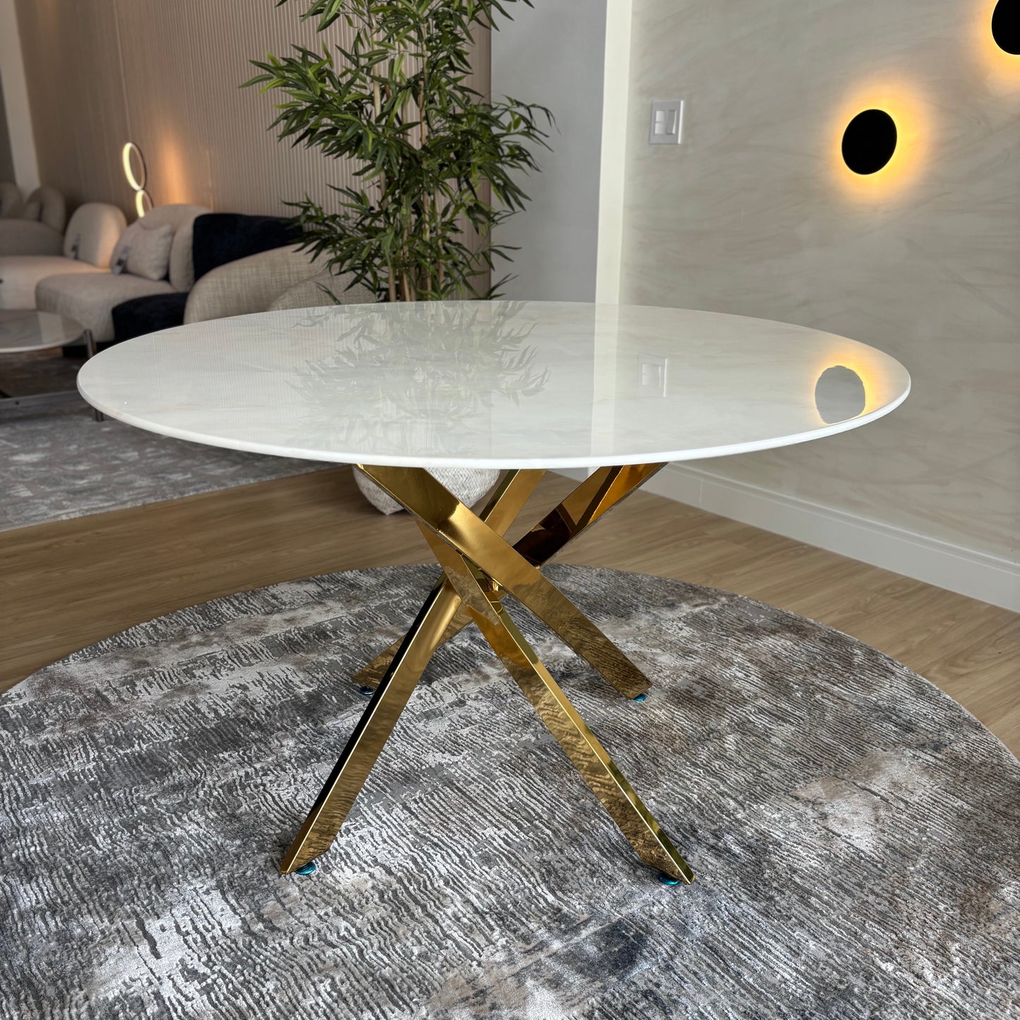 LARA GOLD - Mesa de Comedor Redonda - 120cm
