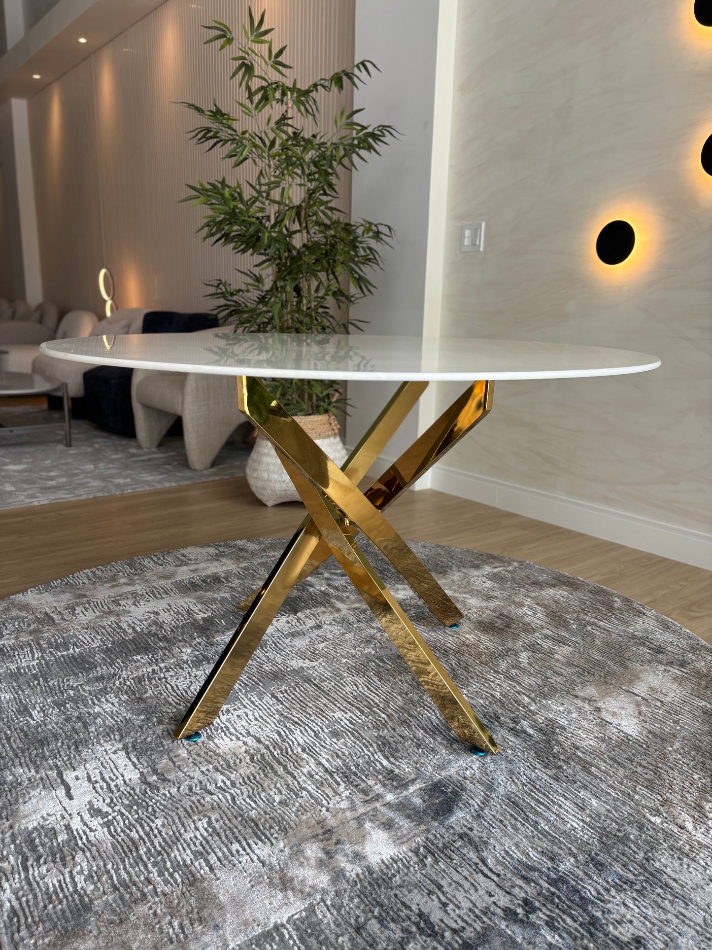 LARA GOLD - Mesa de Comedor Redonda - 120cm