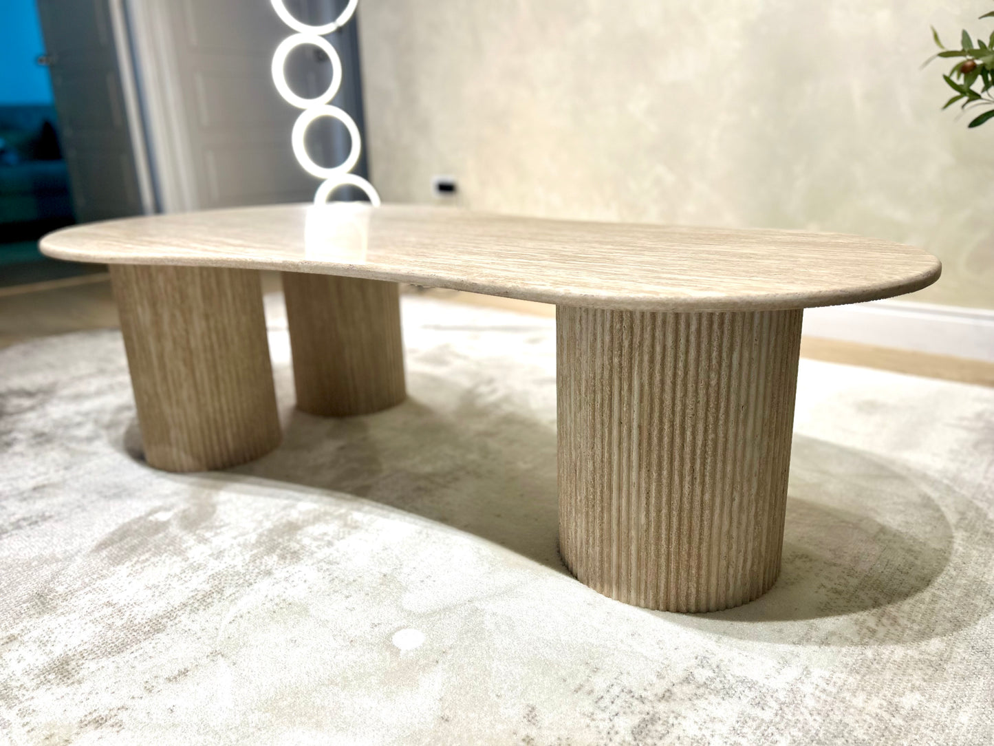 RIVA - Mesa de Centro Estilo Travertino