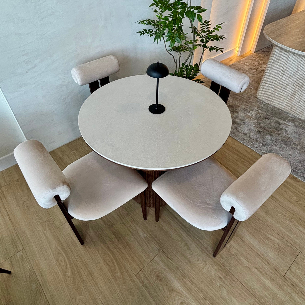 Juego de Comedor - Aura 90cm + 4 Sillas Nova Walnut