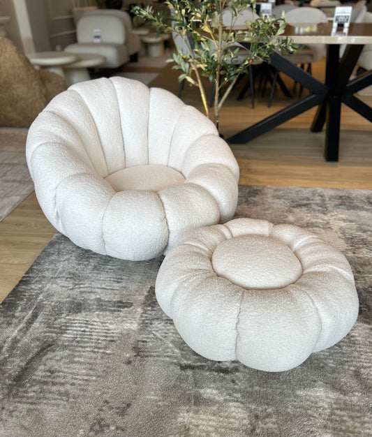 AVEDA (Giratoria) - Blanco Bouclé - Con Piecero