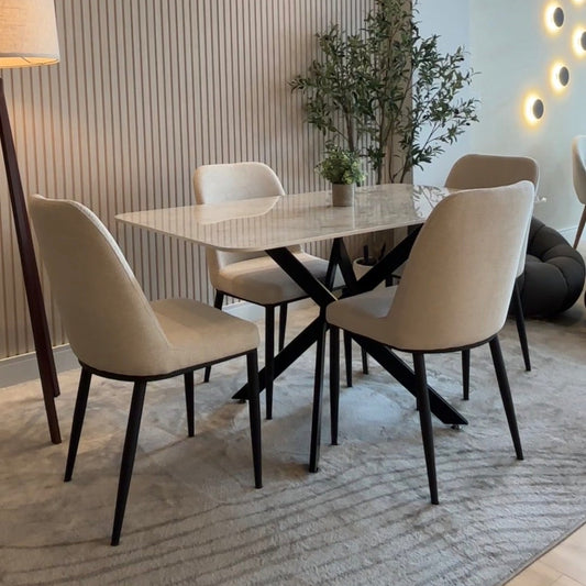 Juego de Comedor - Lira (140cm) + Sillas Luna Beige