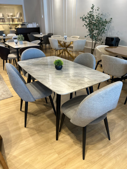 Juego de Comedor - Lola (140cm) + Sillas Maya (Gris)