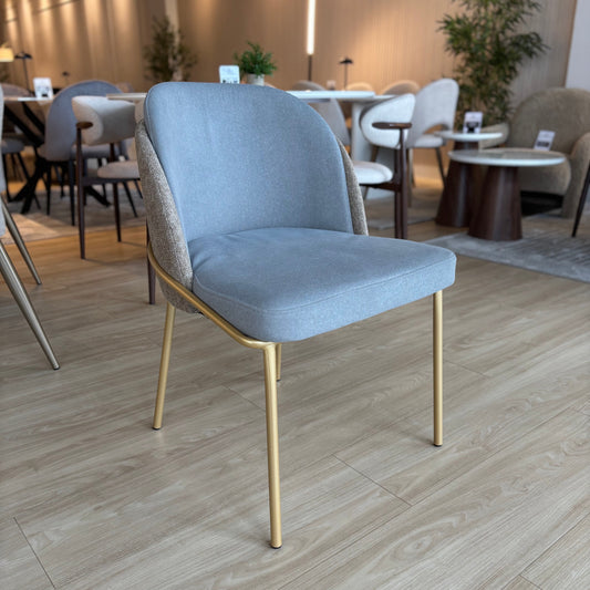 CLEO - Tela Azul/Marrón - Base Dorada