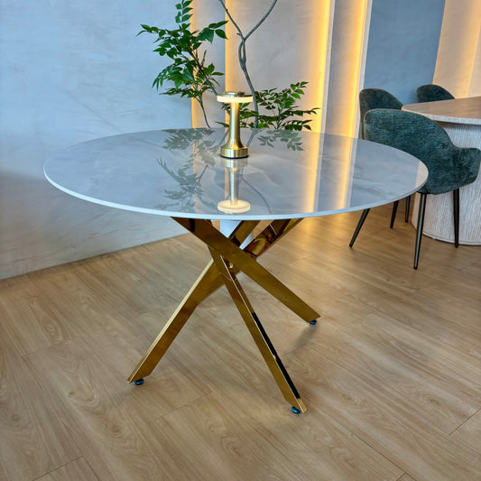 LARA GOLD - Mesa de Comedor Redonda - 120cm