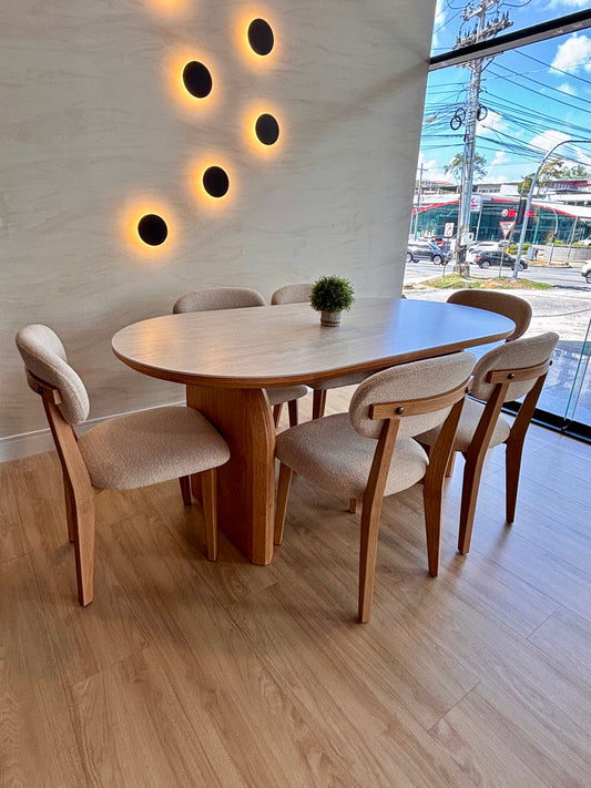 Juego de Comedor - Juliette + 6 Sillas Nora Oak