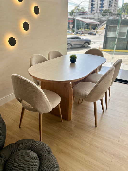 Juego de Comedor - Juliette + 6 Sillas Maya Oak