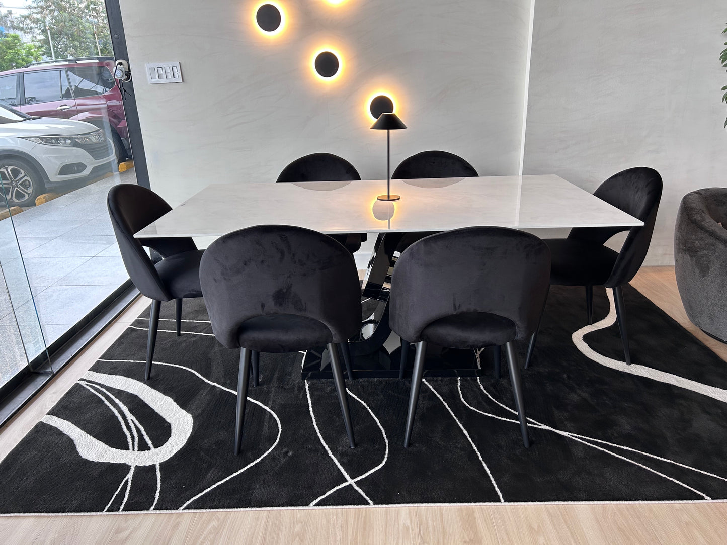 Juego de Comedor - Kaia + 6 Sillas Lia (Negro)