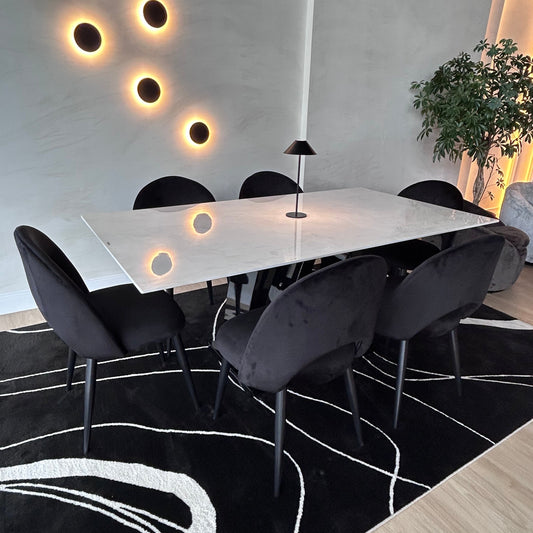 Juego de Comedor - Kaia + 6 Sillas Lia (Negro)