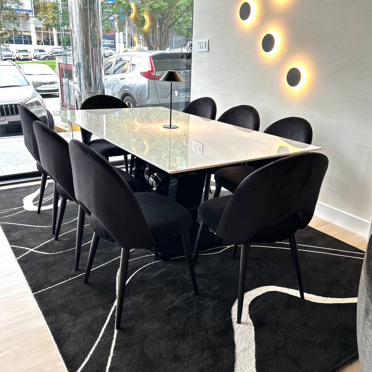Juego de Comedor - Kaia + 8 Sillas Lia (Negro)