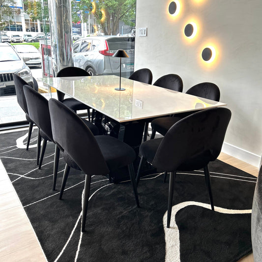 Juego de Comedor - Kaia + 8 Sillas Lia (Negro)
