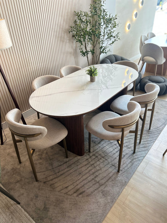 Juego de Comedor - Lior + 6 Sillas Lina Gold