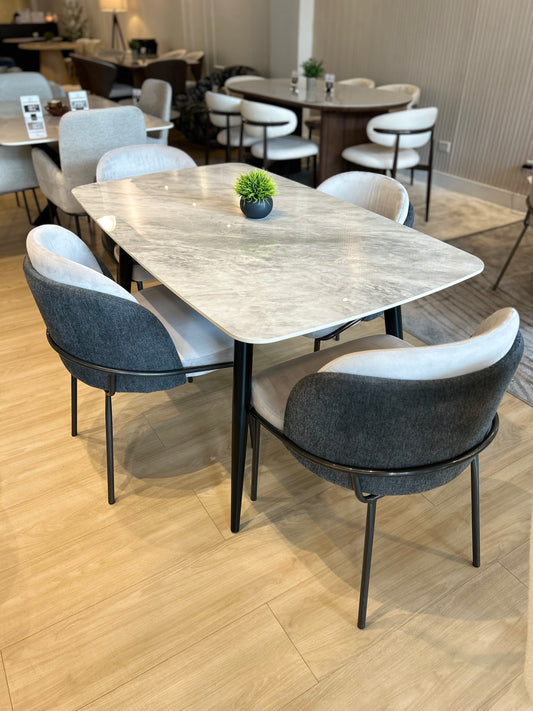 Juego de Comedor - Lola (140cm) + Sillas Cleo (Gris)