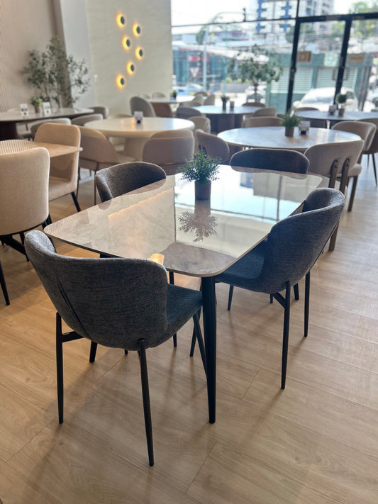 Juego de Comedor - Lola (140cm) + Sillas Soho (Gris)