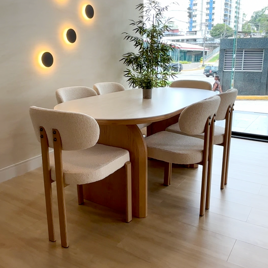 Juego de Comedor - Juliette + 6 Sillas Mika Oak