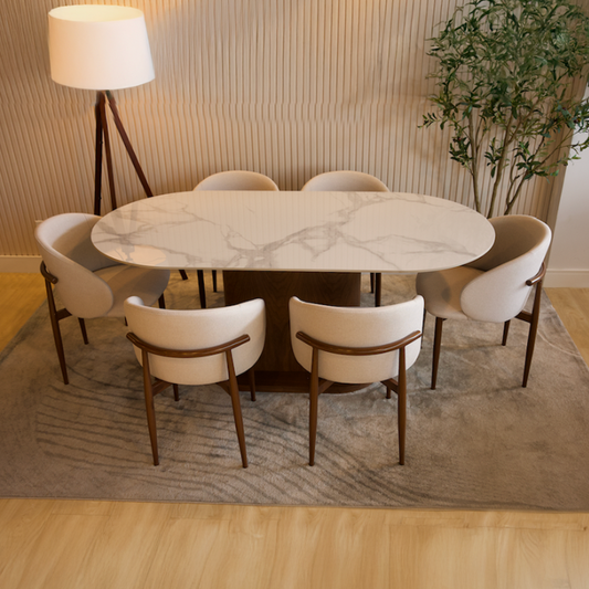 Mesa Roxanne 180cm + 6 Sillas Anya