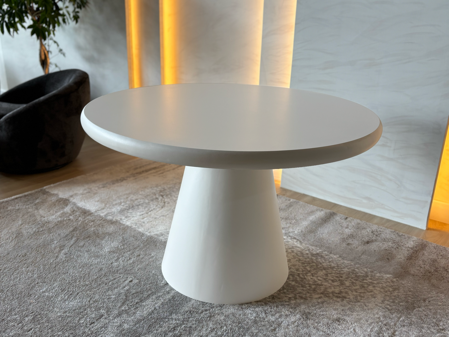 Mesa de Comedor Redonda de Cemento Blanco-  Verona - 120 cm