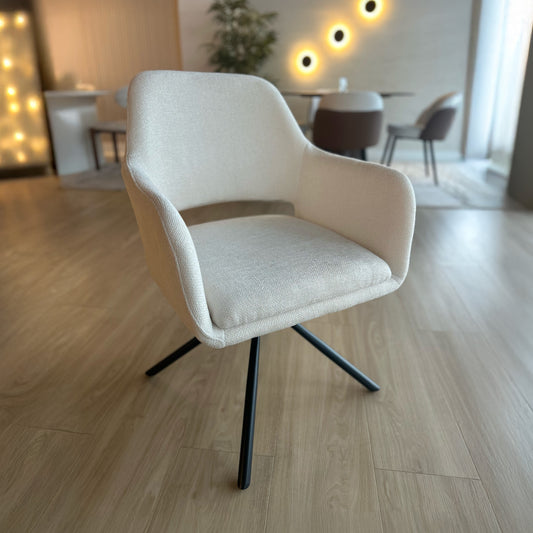 ZENO - Tela Beige - Base Giratoria Negra