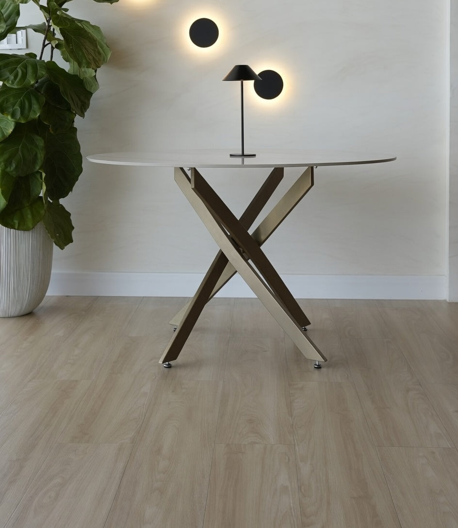 LARA Brushed Gold - Mesa de Comedor Redonda - 120cm