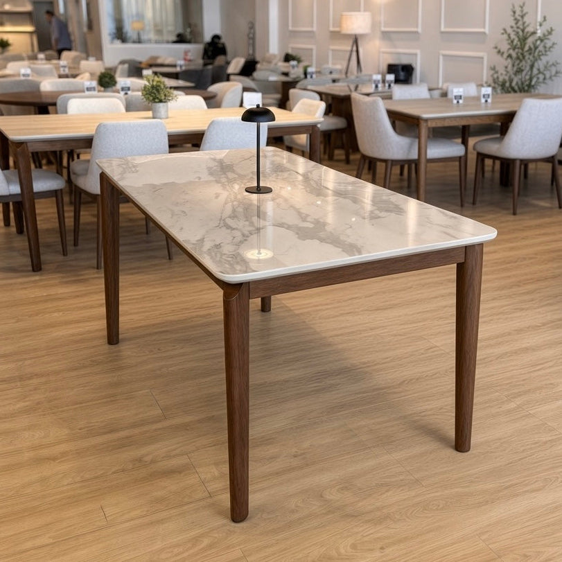 Savannah - Mesa de Comedor - 160cm - Base de Madera Oscura