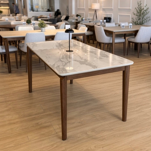 Savannah - Mesa de Comedor - 160cm - Base de Madera Oscura